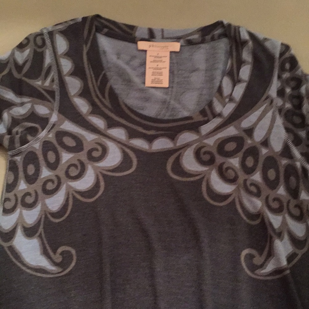 Philosophy Tunic Top/Dress Paisley Gray/ Blue Sz S - Picture 2 of 8
